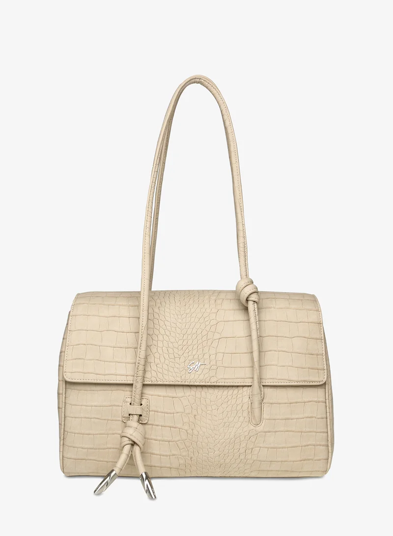 Croco & Pebble PU Flap Satchel